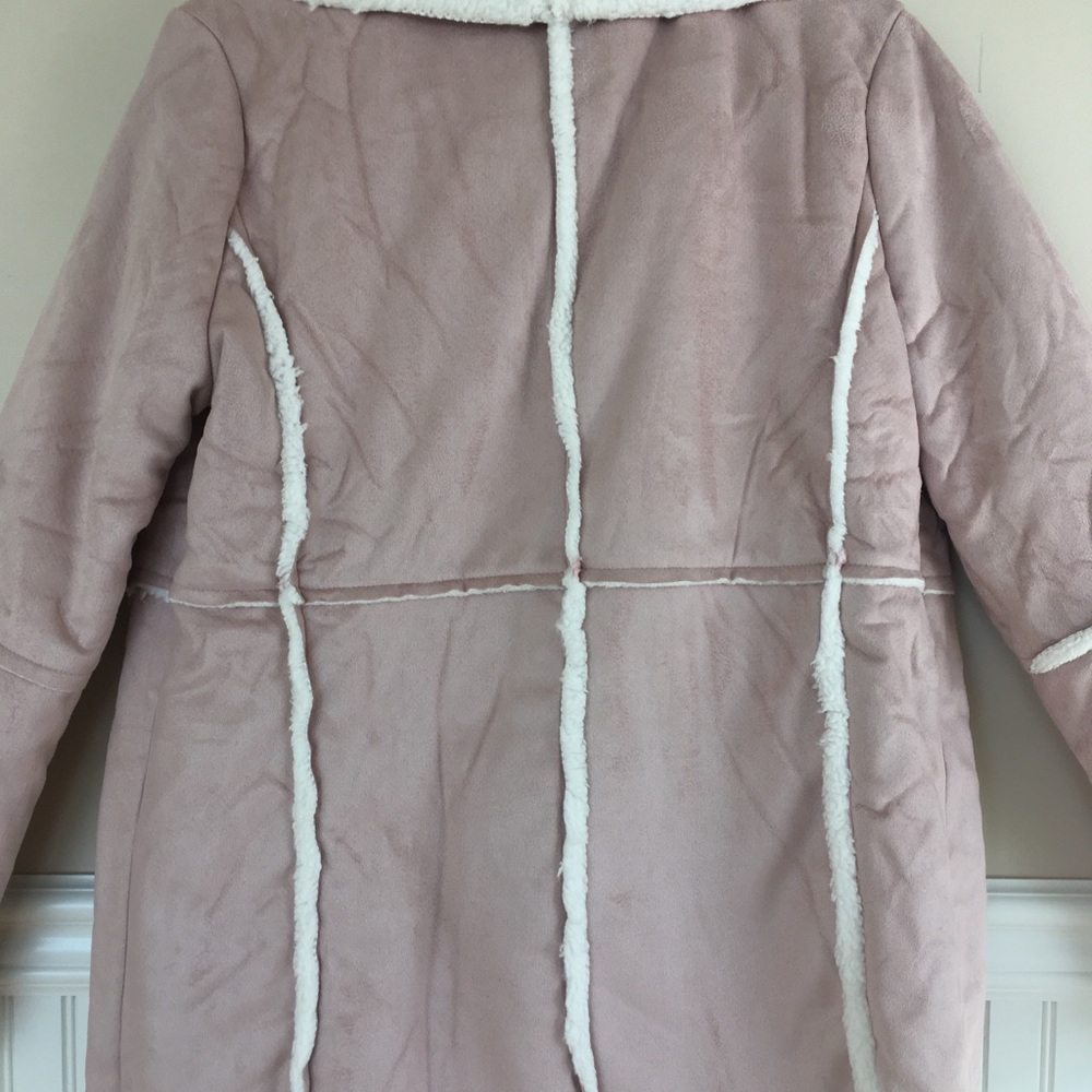 Blush Vegan Suede Shearling Coat - Picture 3 of 3
